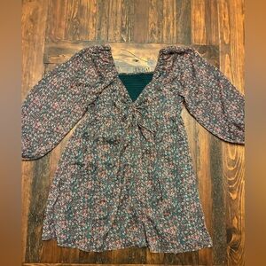 Floral Smocked Dress with Long Sleeves